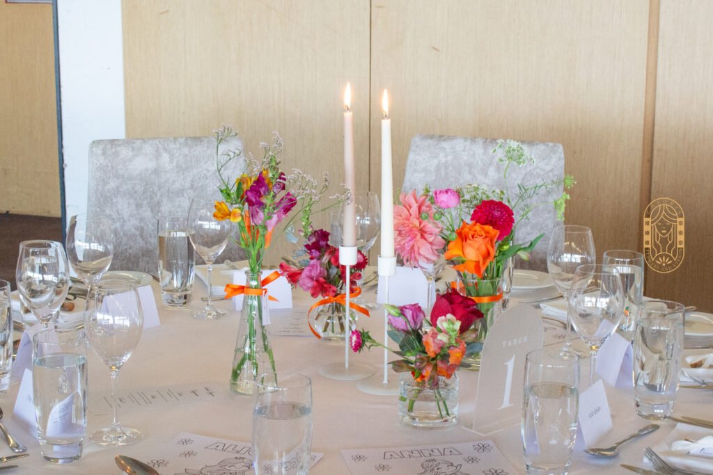 fresh wedding flowers reception table Sydney floral bud vases styling Lower North Shore